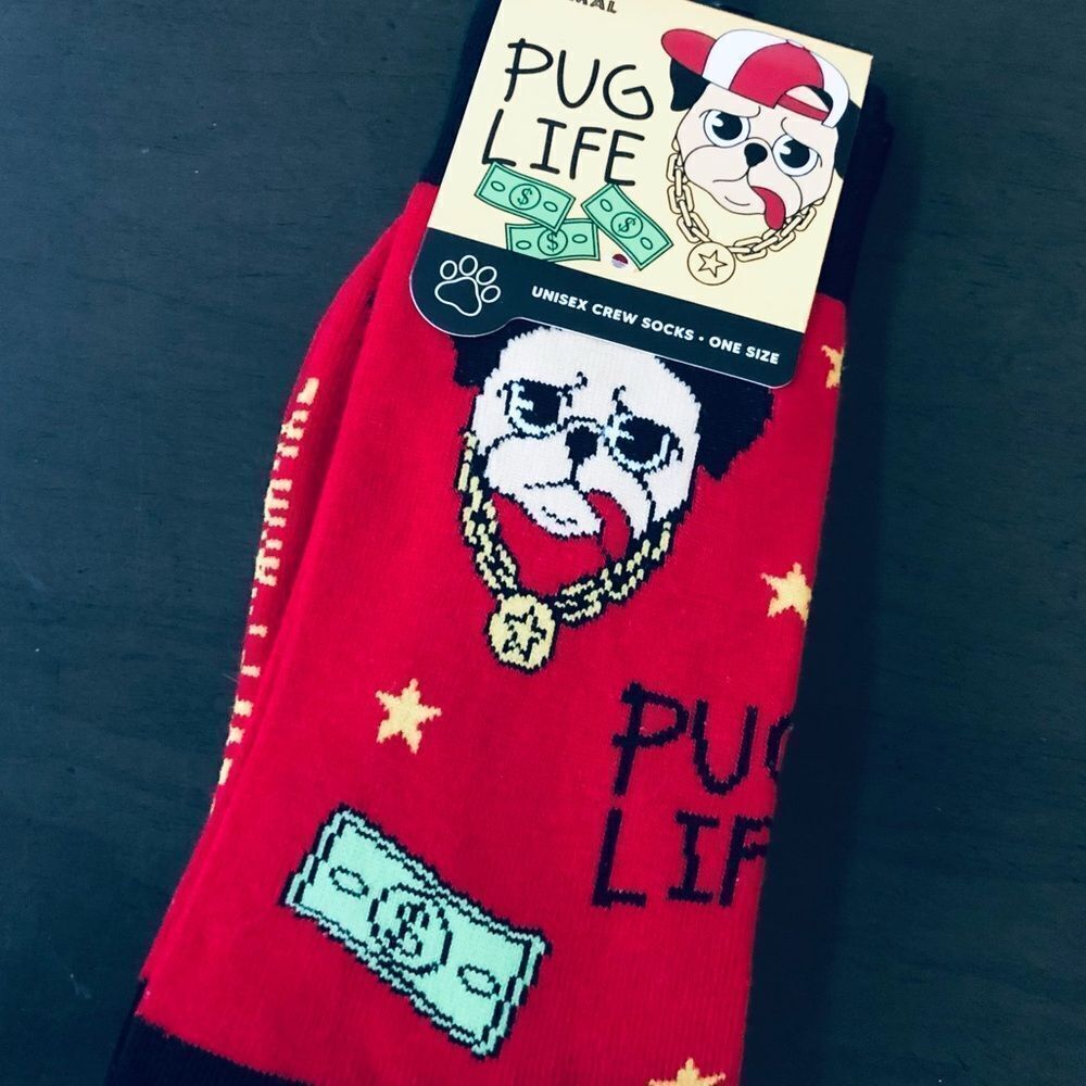 Pug Life Funny Dog Gangster Thug Adult Fun Socks